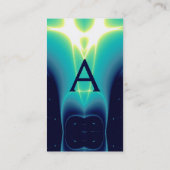 ABSTRAT BLAUWGROEN, AQUA BLUE LIGHT WAVES MONOGRAM VISITEKAARTJE (Achterkant)