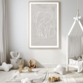 Abstrat Elephant Line Art Poster