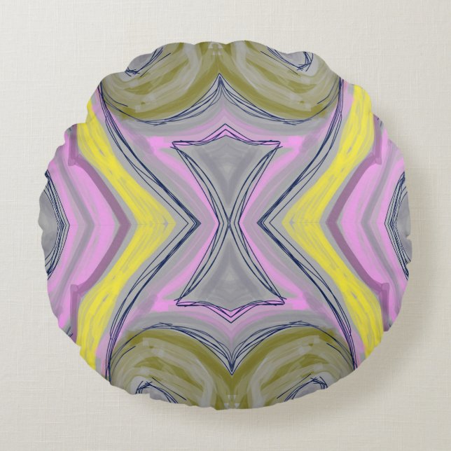 Abstrato Amarelo Rond Kussen (Voorkant)