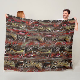 Abstrato entalhado em mogno e vermel ho escuro fleece deken
