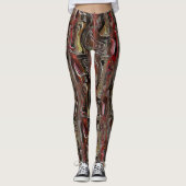 Abstrato entalhado em mogno e vermel ho escuro leggings (Voorkant)