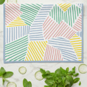 Abstrut vormpatroon met levendige kleurlijnen theedoek (Gevouwen)