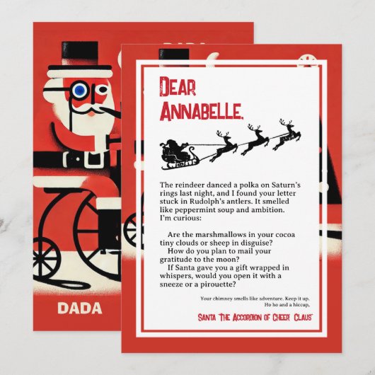 Absurdistische Dada-brief van Sinterklaas Kaart (Voorkant / Achterkant)