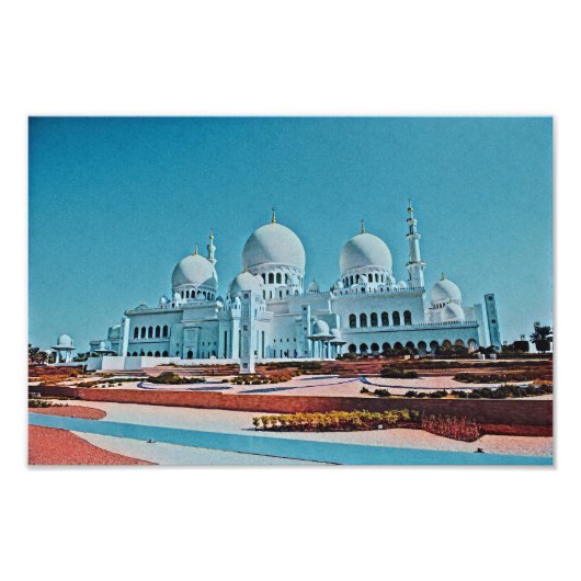 Abu Dhabi Mosque schilderij Foto Afdruk (Voorkant)