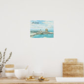 Abu Dhabi Silhouette Aquarel Reis Souvenir Poster (Keuken)