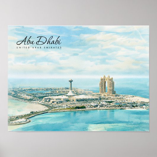 Abu Dhabi Silhouette Aquarel Reis Souvenir Poster (Voorkant)