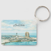 Abu Dhabi Silhouette Aquarel Reis Souvenir Sleutelhanger (Voorkant)