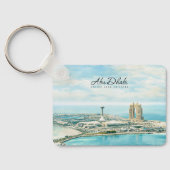 Abu Dhabi Silhouette Aquarel Reis Souvenir Sleutelhanger (Achterkant)