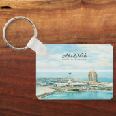 Abu Dhabi Silhouette Aquarel Reis Souvenir Sleutelhanger (Achterkant)
