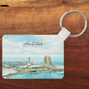Abu Dhabi Silhouette Aquarel Reis Souvenir Sleutelhanger