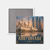 🧲 Abu Dhabi Silhouette Vakantieherinnering VAE 🌇 Magneet (Voorkant / Achterkant)