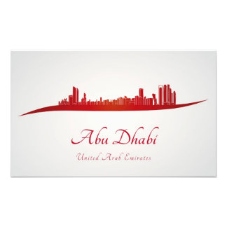 Abu Dhabi skyline in red and gray background Foto Afdruk