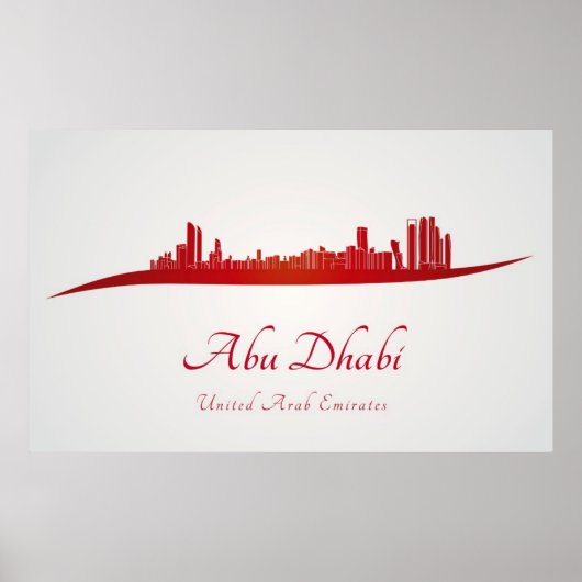 Abu Dhabi skyline in red and gray background Poster (Voorkant)
