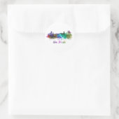 Abu Dhabi skyline in watercolor Ronde Sticker (Tas)
