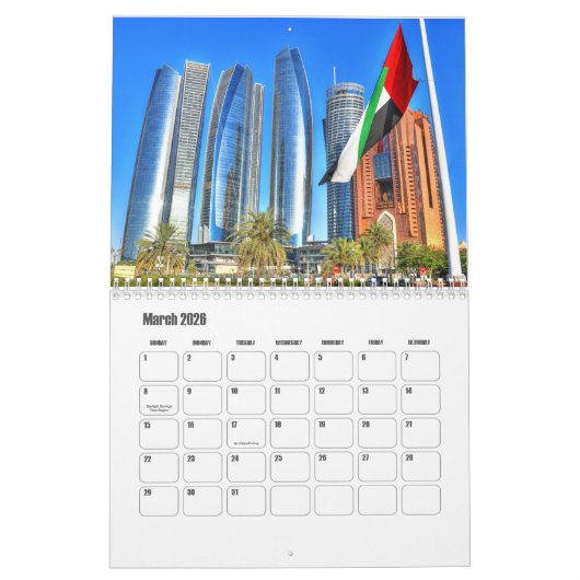 Abu Dhabi-UAE Calendar Kalender (Mar 2026)