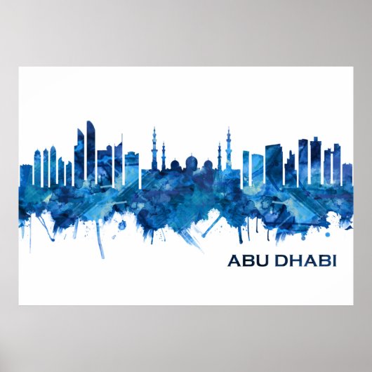 Abu Dhabi UAE Skyline Blue Poster (Voorkant)