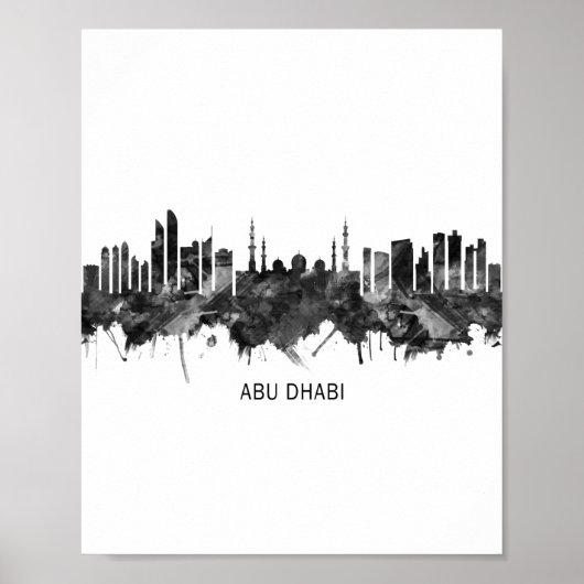 Abu Dhabi UAE Skyline BW Poster (Voorkant)