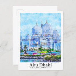 Abu Dhabi UAE Travel Waterverf met de hand geteken Briefkaart