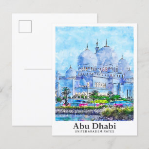 Abu Dhabi UAE Travel Waterverf met de hand geteken Briefkaart