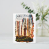 Abu Dhabi UAE Waterverf Skyline Briefkaart (Staand voorkant)