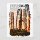 Abu Dhabi UAE Waterverf Skyline Briefkaart (Voorkant)