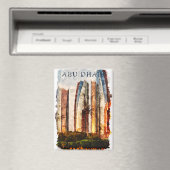 Abu Dhabi UAE Waterverf Skyline Magneet (Insitu (Vaatwasser))