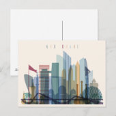 Abu Dhabi, Verenigde Arabische Emiraten | City Sky Briefkaart (Voorkant / Achterkant)