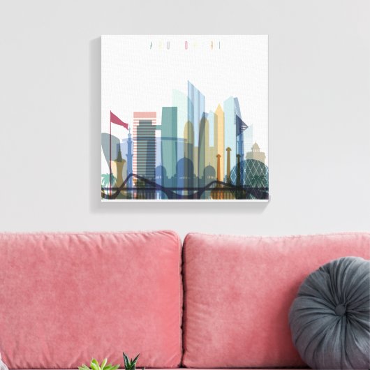 Abu Dhabi, Verenigde Arabische Emiraten | City Sky Canvas Afdruk (Insitu (Woonkamer))