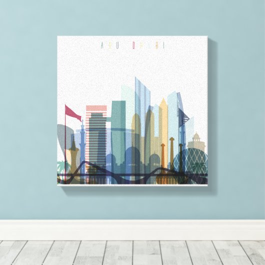 Abu Dhabi, Verenigde Arabische Emiraten | City Sky Canvas Afdruk (Insitu (Houten vloer))