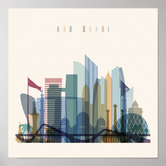 Abu Dhabi, Verenigde Arabische Emiraten | City Sky Poster (Voorkant)