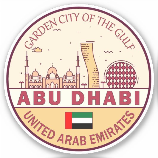 Abu Dhabi Verenigde Arabische Emiraten Stad Skylin Sticker (Voorkant)