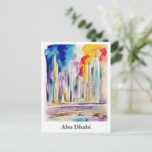 Abu Dhabi Verenigde Arabische Emiraten Waterverf r Briefkaart (Staand voorkant)