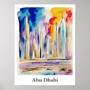 Abu Dhabi Verenigde Arabische Emiraten Waterverf r Poster