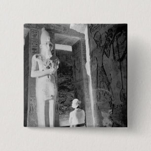 Abu Simbel Egypte, Toerist in tempel (NR) Vierkante Button 5,1 Cm