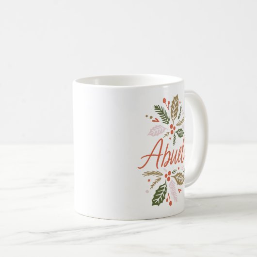 Abuela Bright Holly Kerstrood script Koffiemok (Voorkant rechts)