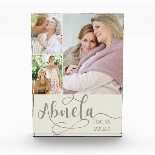 Abuela Calligrafie Ik hou van jullie 3 Foto Cream  (Voorkant)