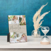 Abuela Calligraphy 4 Photo Beige Tabletop Plaque Fotoplaat (Zijkant)