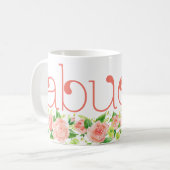 Abuela Coral Pink Waterverf Floral Rozen Koffiemok (Voorkant links)