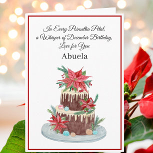 Abuela december verjaardagstaart met Poinsettias Kaart