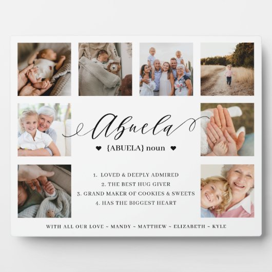 Abuela Definition Script Photo Collage Keepomwille Fotoplaat (Voorkant)
