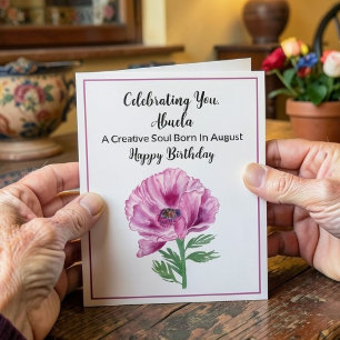 Abuela Gelukkige Verjaardag Augustus Paarse Papave Kaart