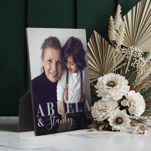 Abuela & Grandchild Script Naam Foto Bewaren Fotoplaat