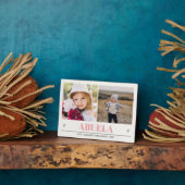 ABUELA Grandchildren 2 Photo PINK GRAY HEARTS Fotoplaat (Zijkant)