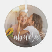 Abuela Grandma Script Overlay Glas Ornament (Voorkant)