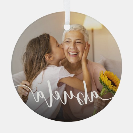 Abuela Grandma Script Overlay Glas Ornament (Achterkant)