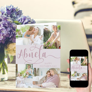 Abuela Moederdag 4 Foto Collage Pink Feestdagen Kaart