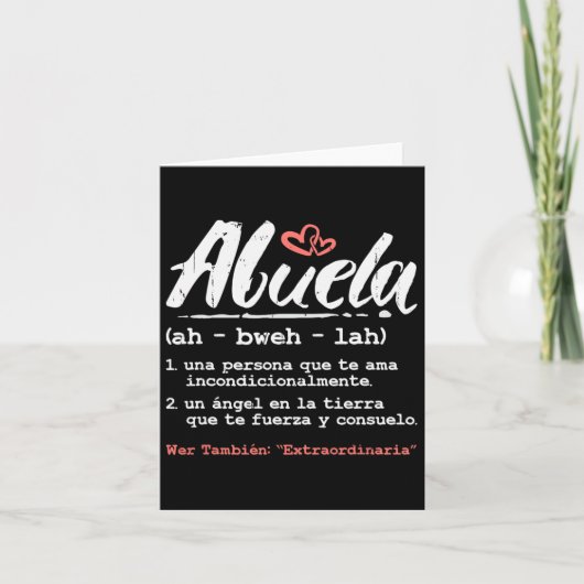 Abuela Moederdag cadeau in het Spaans - Latina Gra Kaart (Voorkant)