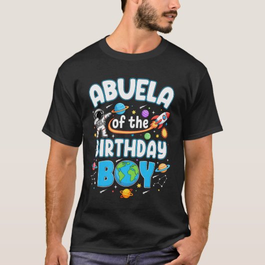 Abuela Of The Birthday Boy Astronaut Family Space  T-shirt (Voorkant)