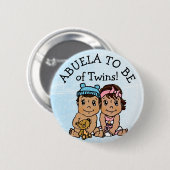 Abuela om tweelingen te zijn, Baby shower uit Lati Ronde Button 5,7 Cm (Voorkant /achterkant)
