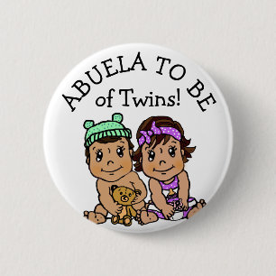 Abuela om tweelingen te zijn, Baby shower uit Lati Ronde Button 5,7 Cm